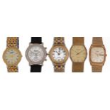 Five vintage and later gentlemen's wristwatches comprising Regency, Timex, Sekonda, Samsung and