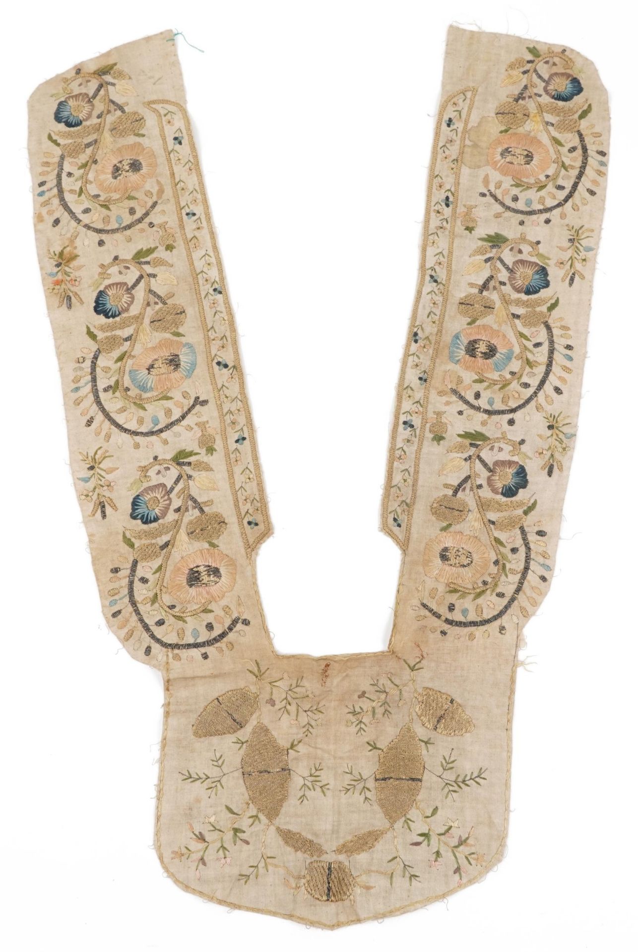 18th century Turkish Ottoman embroidered collar, 90cm in length