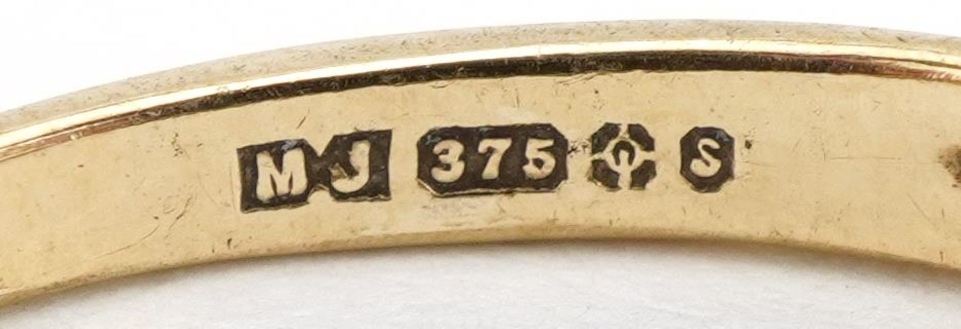 9ct gold sapphire and diamond half eternity ring, size N, 1.8g - Bild 4 aus 4