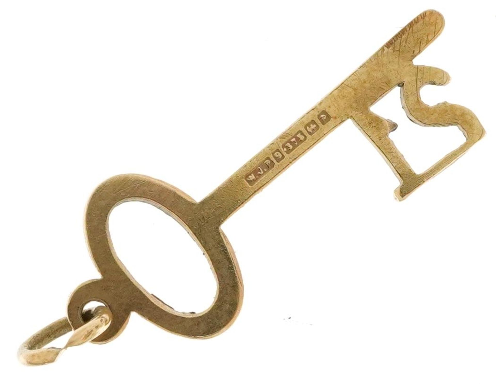 9ct gold 21 key charm, 2.5cm high, 0.6g - Bild 2 aus 3