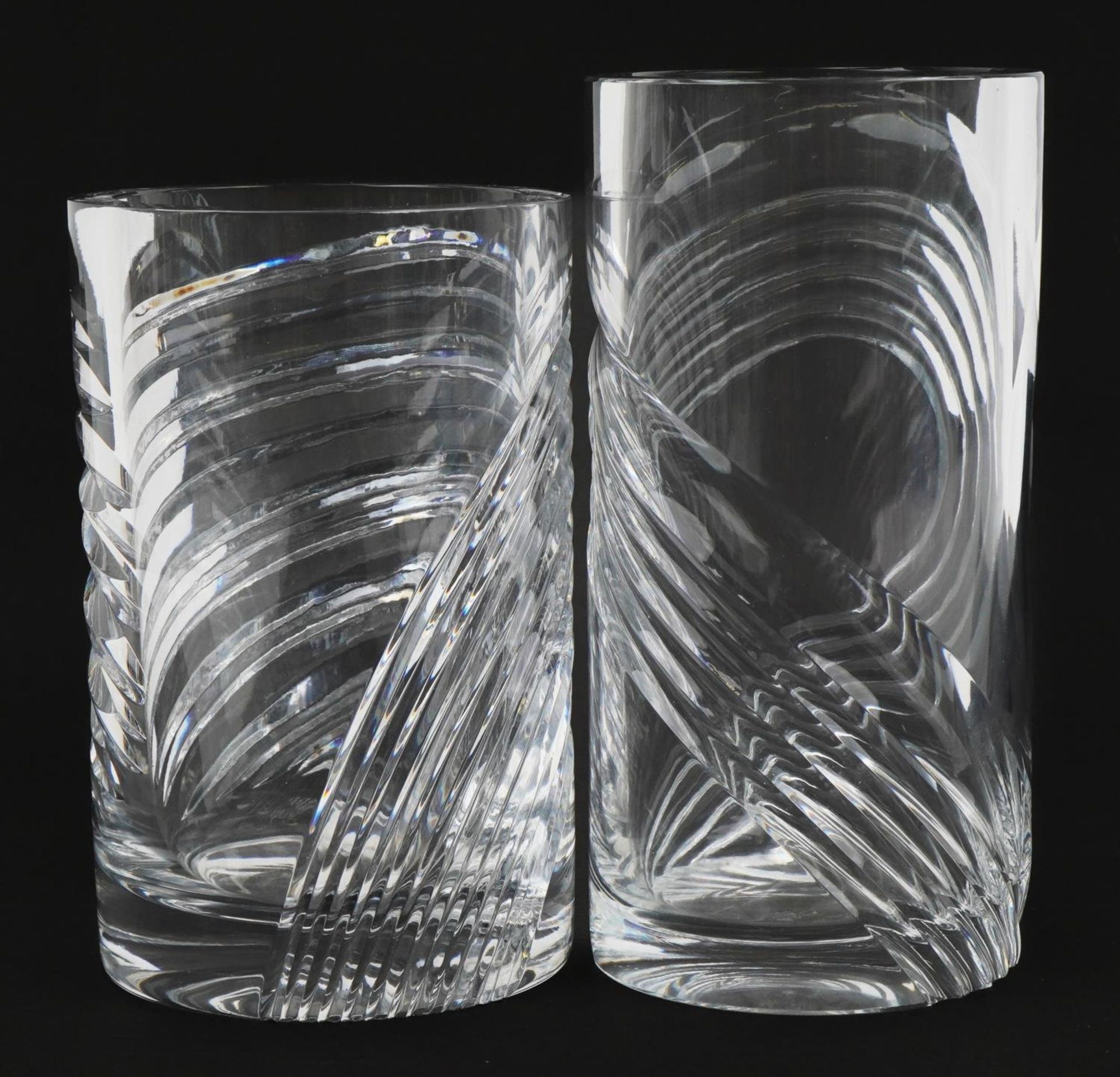 Two Scandinavian heavy clear art glass vases, the largest 23.5cm high - Image 2 of 3