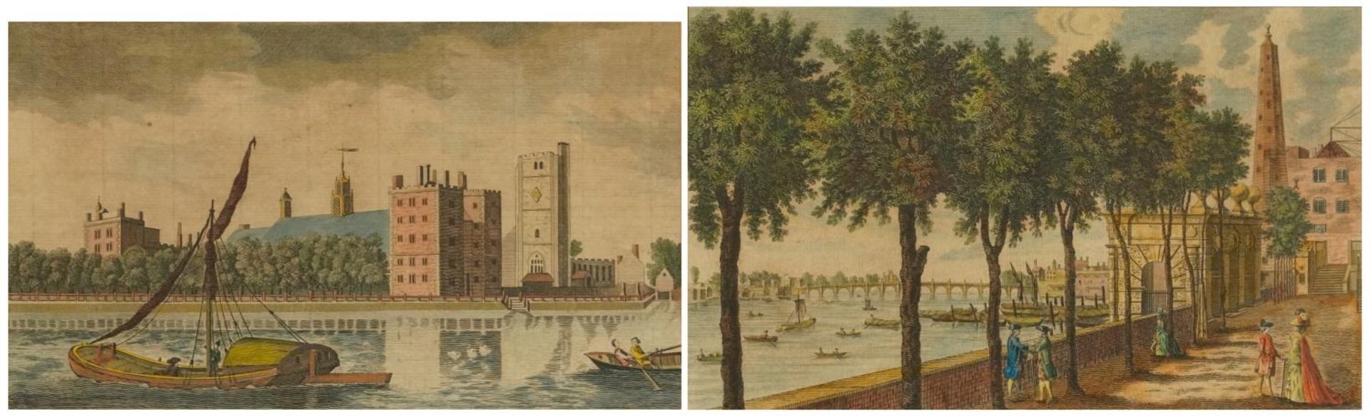 View of The Archbishop's Palace, Lambeth and Stairs at York Buildings, Westminster Bridge, pair of