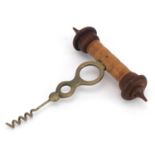 Corkscrew with hardwood handle impressed Joseph Lune & Sons LO, 15.5cm in length