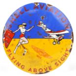 Shell Aviation convex enamel advertising sign, 29cm in diameter