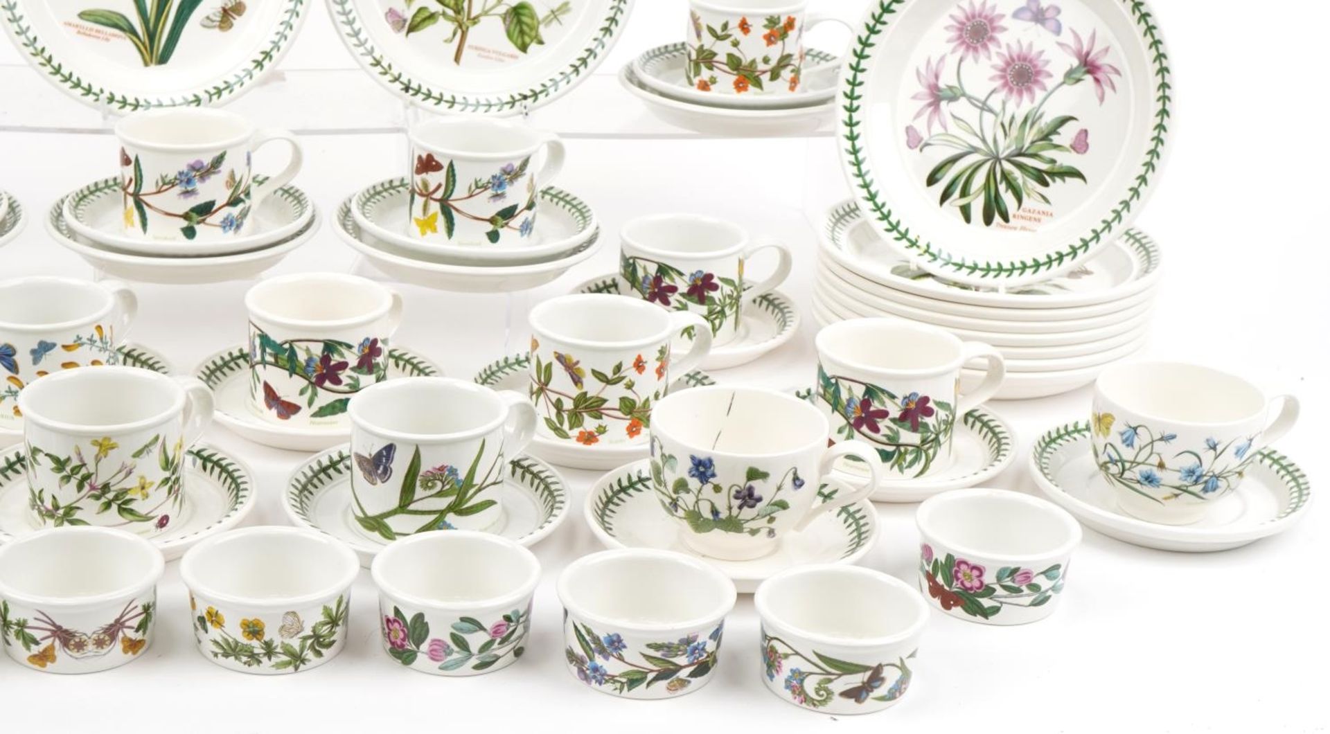 Large collection of Portmeirion Botanic Garden plates, cups with saucers and ramekins, the largest - Image 9 of 12