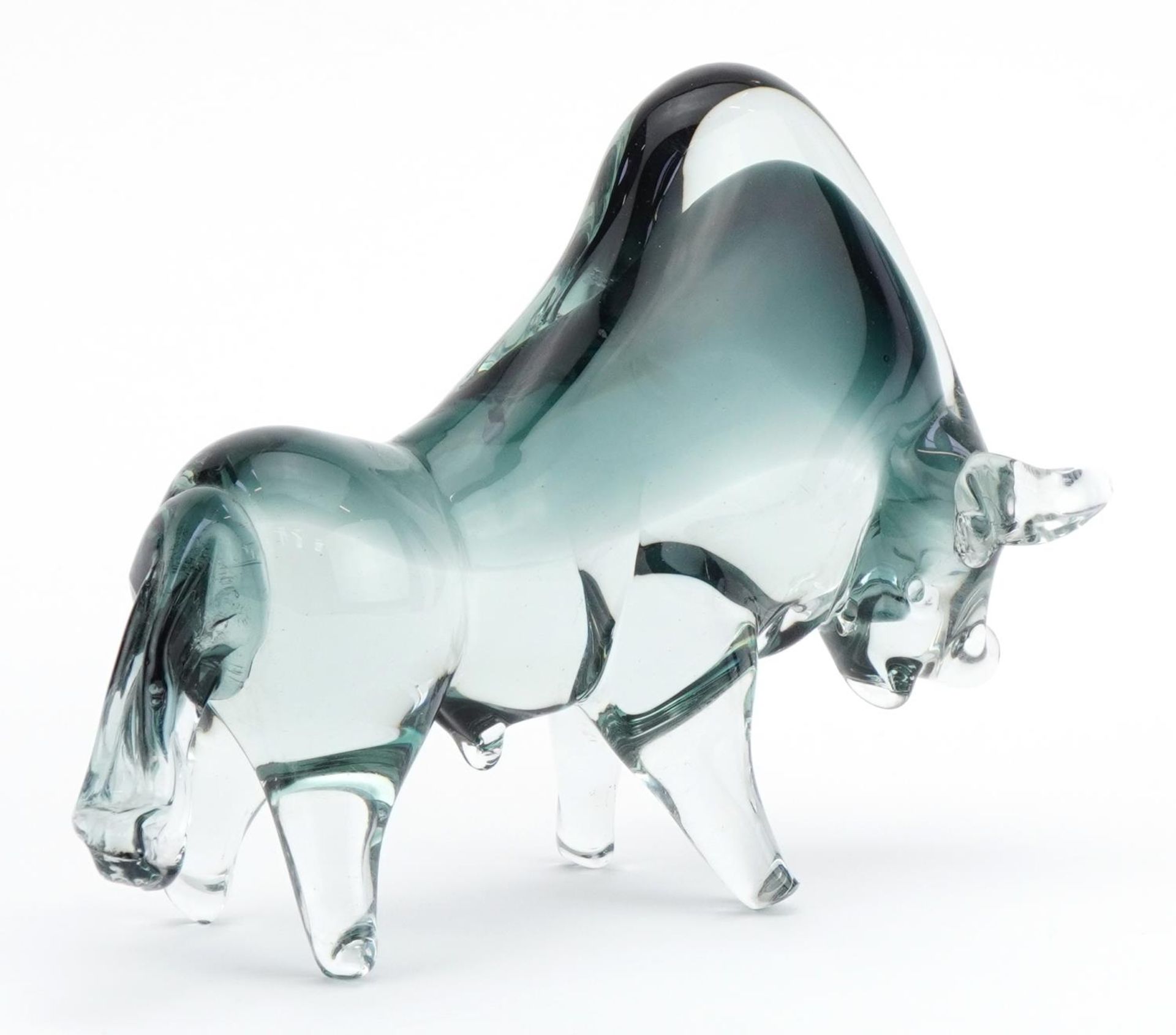 Murano Seguso two colour sculpture in the form of a stylised bull, 23cm in length - Image 4 of 6