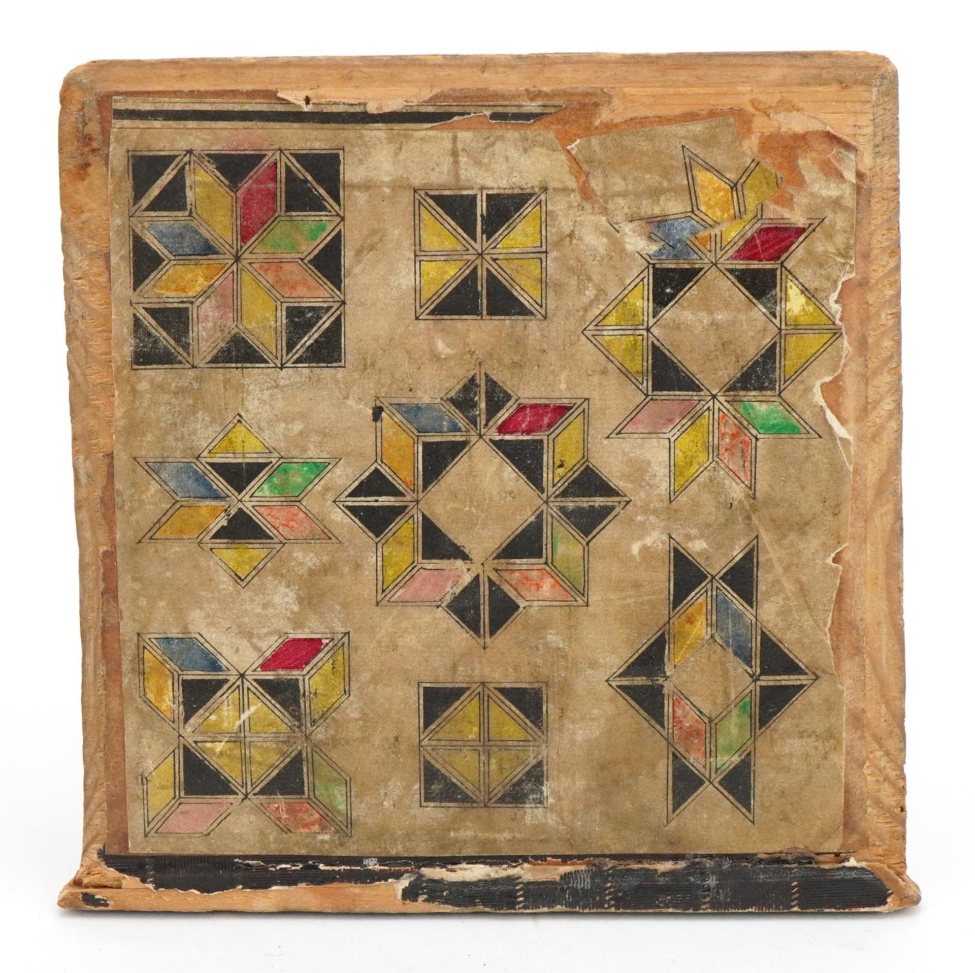 19th century stellated Drawing in Colours puzzle with wooden box having a slide lid, 11.5cm x 11.5cm - Image 2 of 3