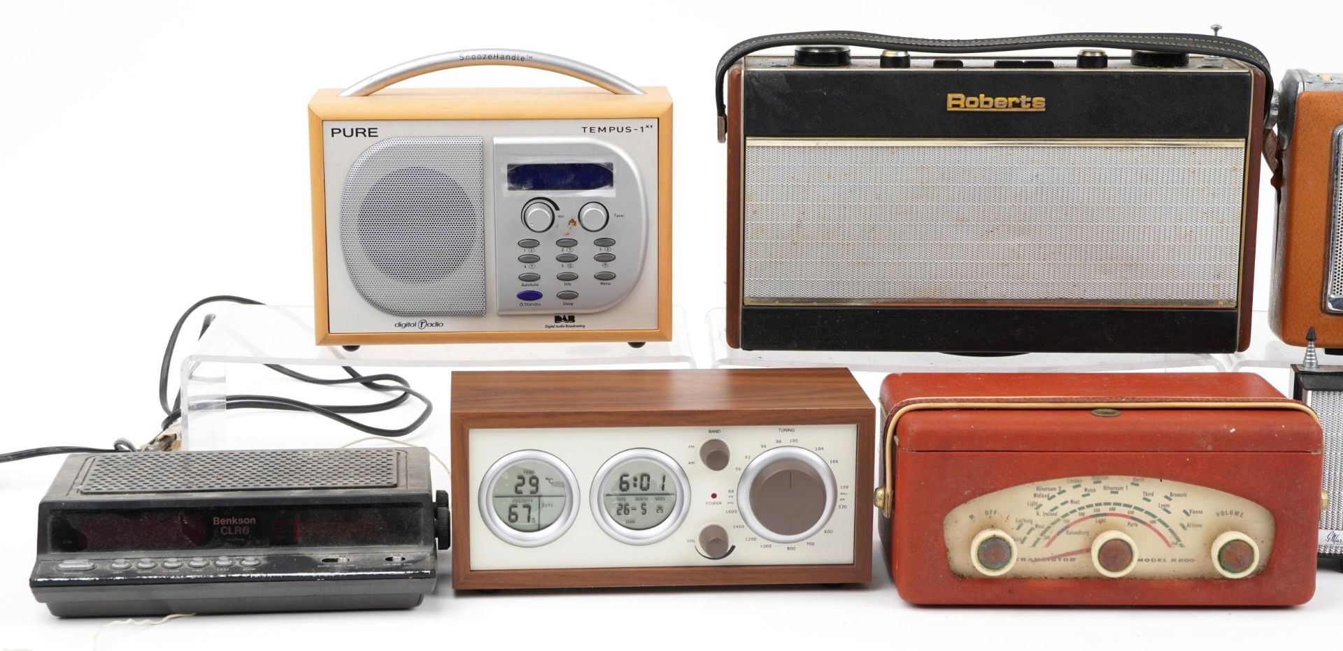 Collection of vintage and later radios including Roberts, Benkson and Bush, the largest 31cm wide - Image 2 of 3