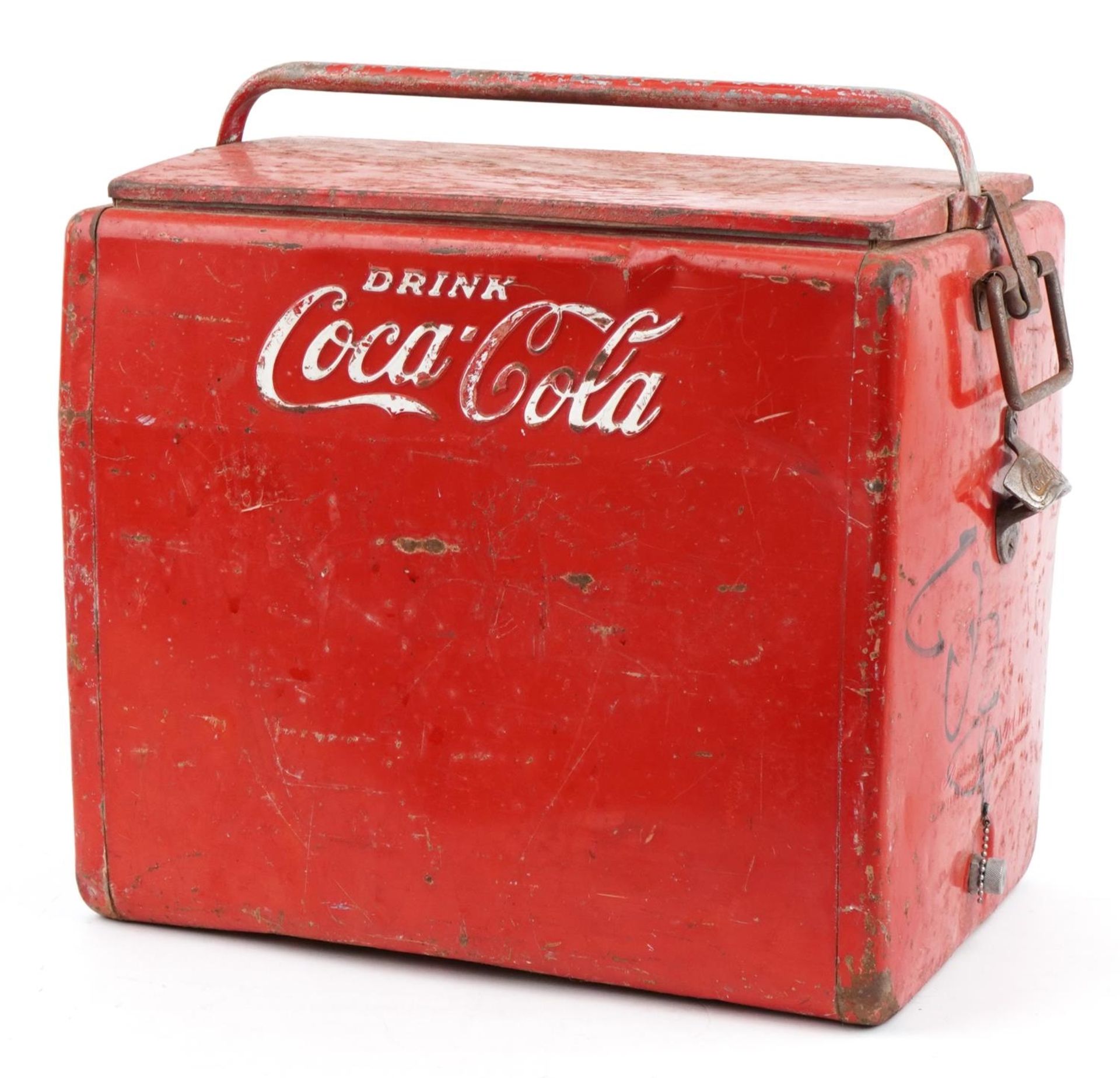 Advertising Coca Cola ice cooler, 45cm H x 48cm W x 32cm D