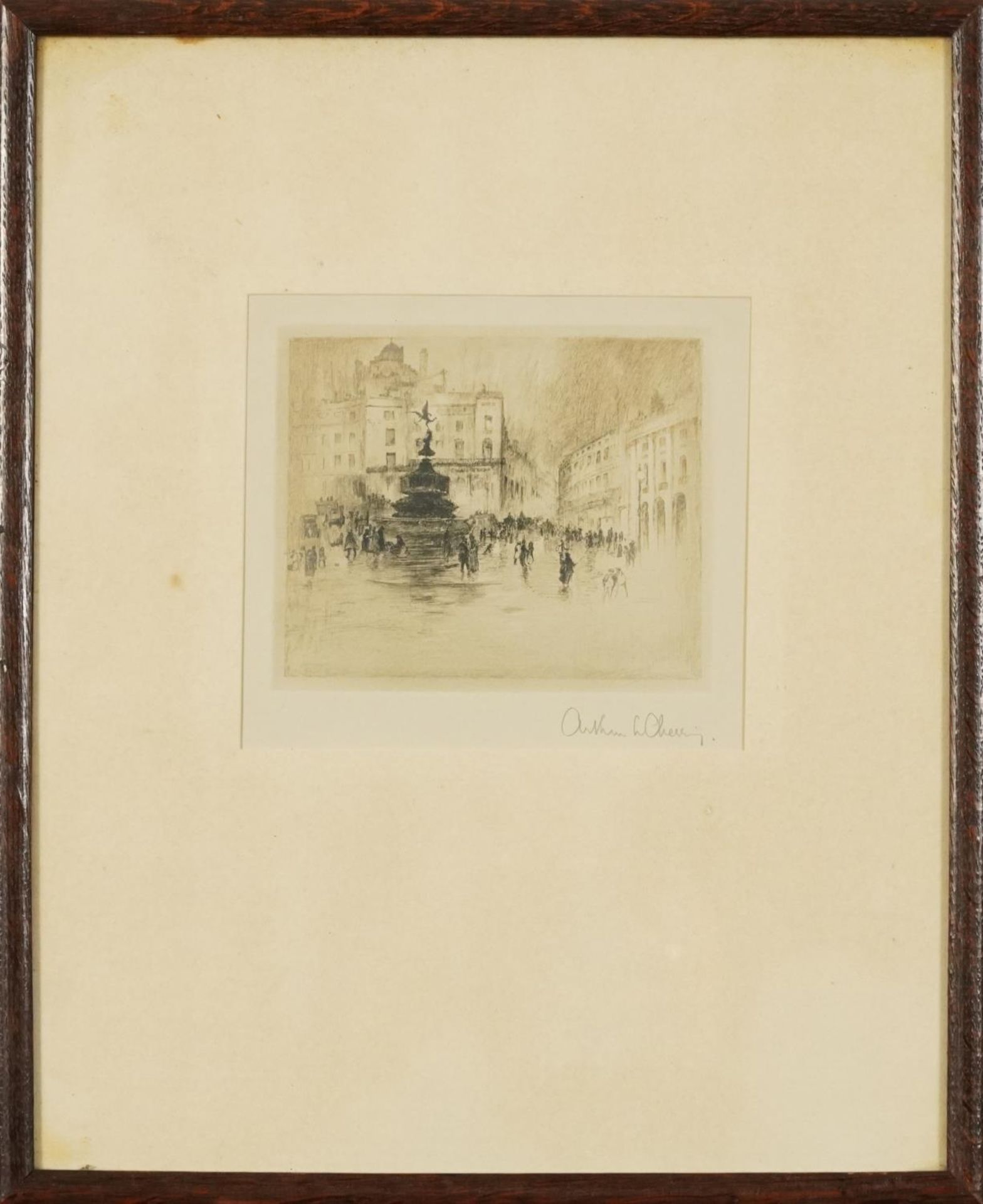 Arthur L Cherry - London Bridge and Shaftsbury Memorial Fountain, pair of pencil signed drypoint - Image 4 of 12
