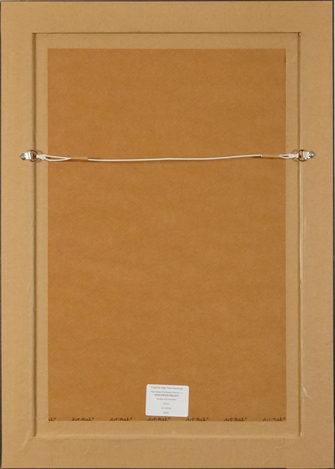 Andrew Atroshenko - Debut, Russian oil on canvas board, Francis Iles label verso, framed, 59cm x - Image 4 of 5