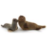 Two taxidermy interest otter and sealskin covered animals, 17cm in length