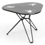 Triangular Playboy glass top table, 45cm H x 59cm W x 59cm D, PROVENANCE: the Playboy Club, Park