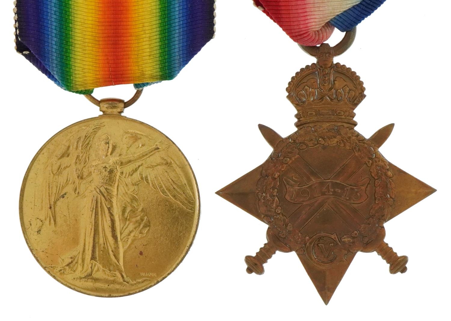 British military World War I medals comprising Victory medal and 1914-1915 star awarded to PS-3857.