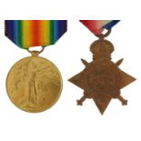 British military World War I medals comprising Victory medal and 1914-1915 star awarded to PS-3857.