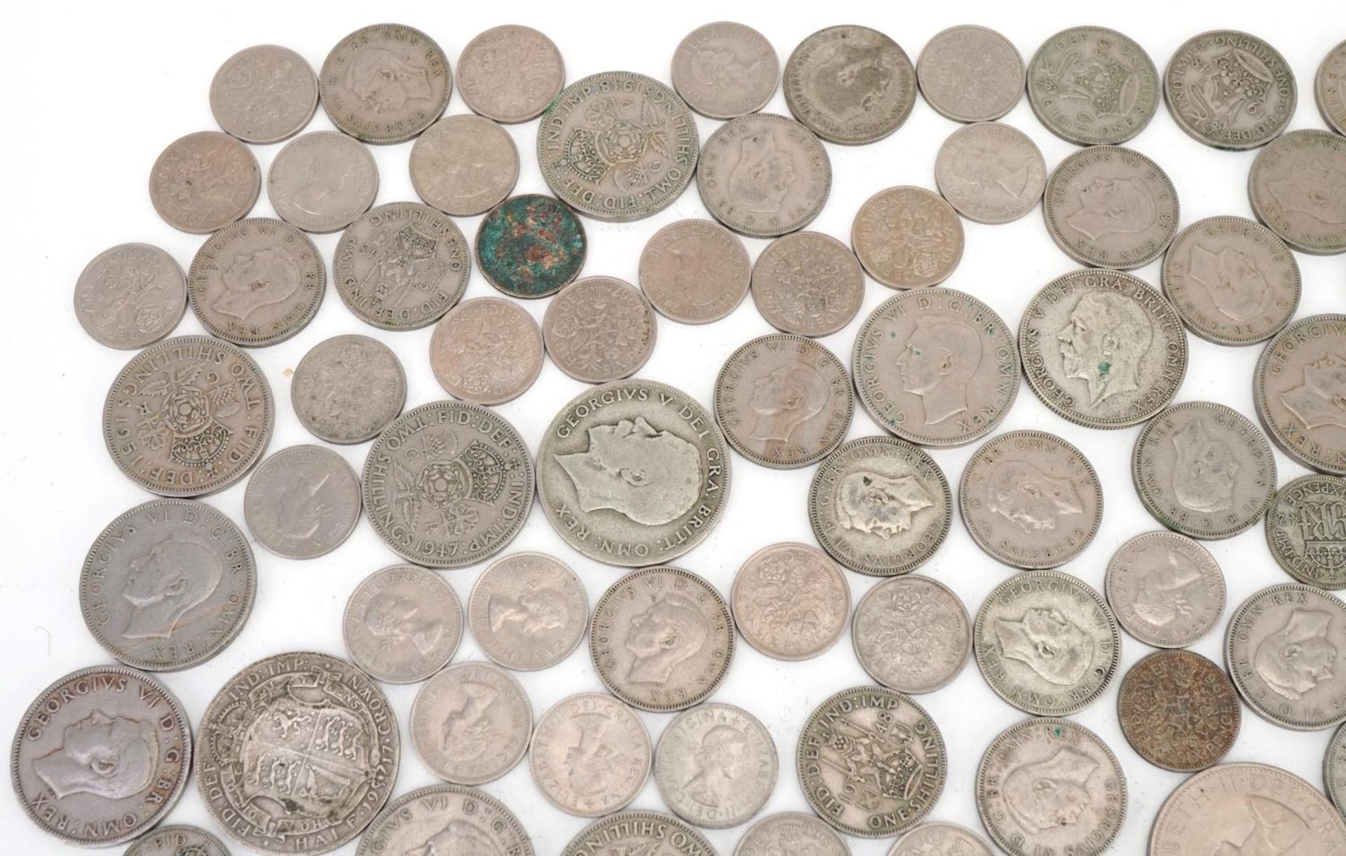 British pre decimal coinage, some pre 1947, including florins and sixpences - Image 2 of 5