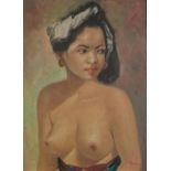 Igor Talwinski - Semi nude portrait of a Burmese female, Polish School oil on board, inscribed