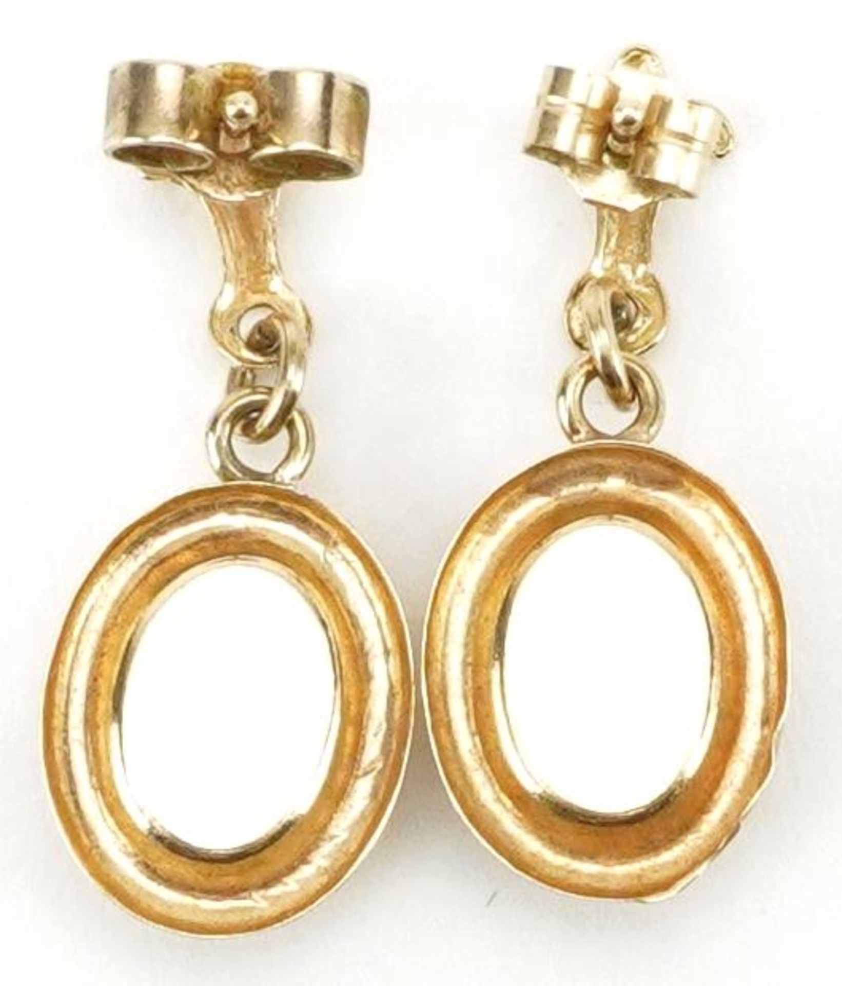 Pair of 9ct gold cabochon opal drop earrings, 1.9cm high, 0.7g - Bild 2 aus 2
