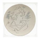 Jean Cocteau, Originale Edition earthenware plate titled Atelier Madeline-Jolly, number 3/40,