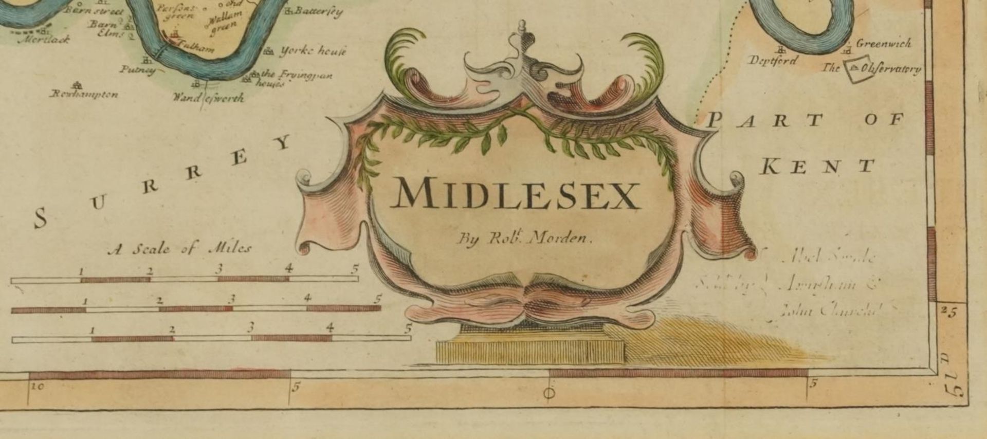 Three Robert Morden antique hand coloured maps comprising Herefordshire, Somersetshire and - Bild 9 aus 15