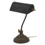 Antique brass adjustable banker's lamp, 40cm high