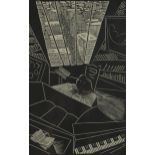 Wharton Esherick - Abstract composition, A Great City, wood engraving, various inscriptions verso