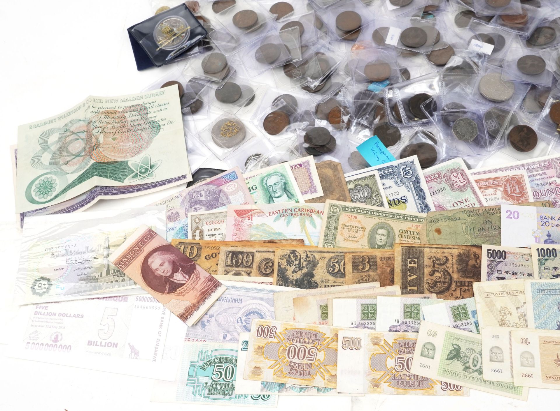 Antique and later British and world coinage and banknotes, some pre 1947, including pennies and - Image 5 of 6