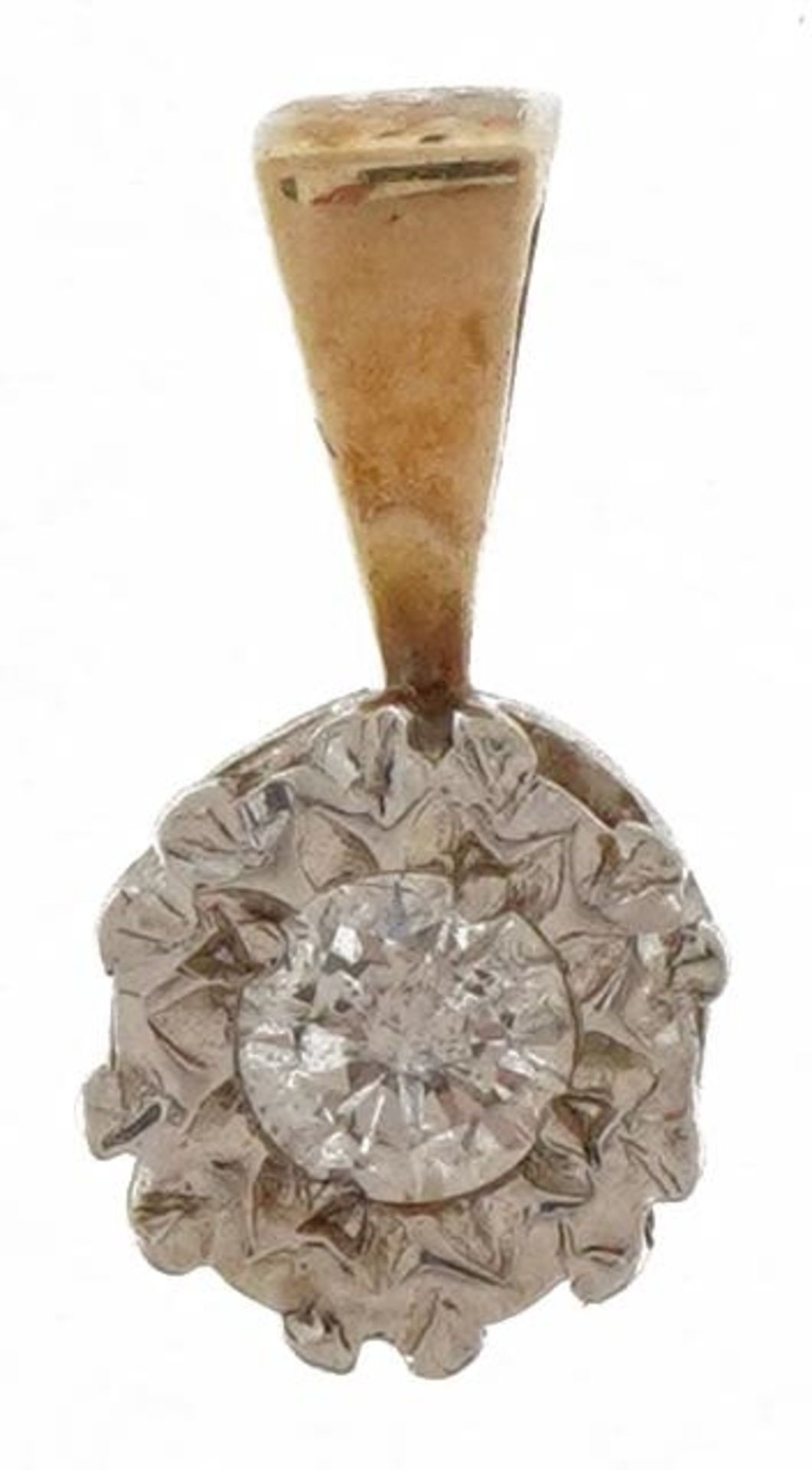 9ct gold diamond solitaire pendant, 1.1cm high, 0.7g