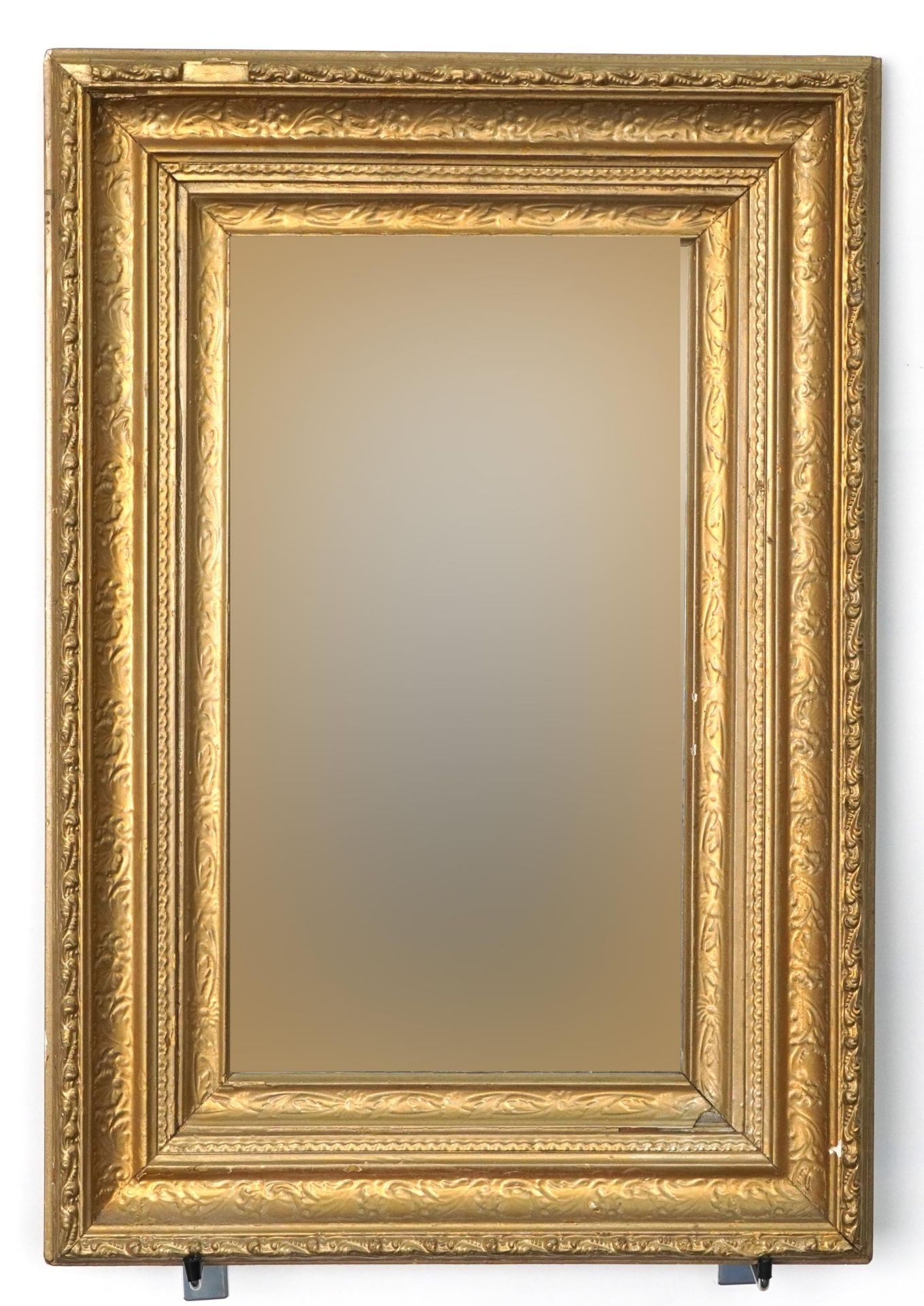 Rectangular gilt framed wall hanging mirror, 64cm x 44cm