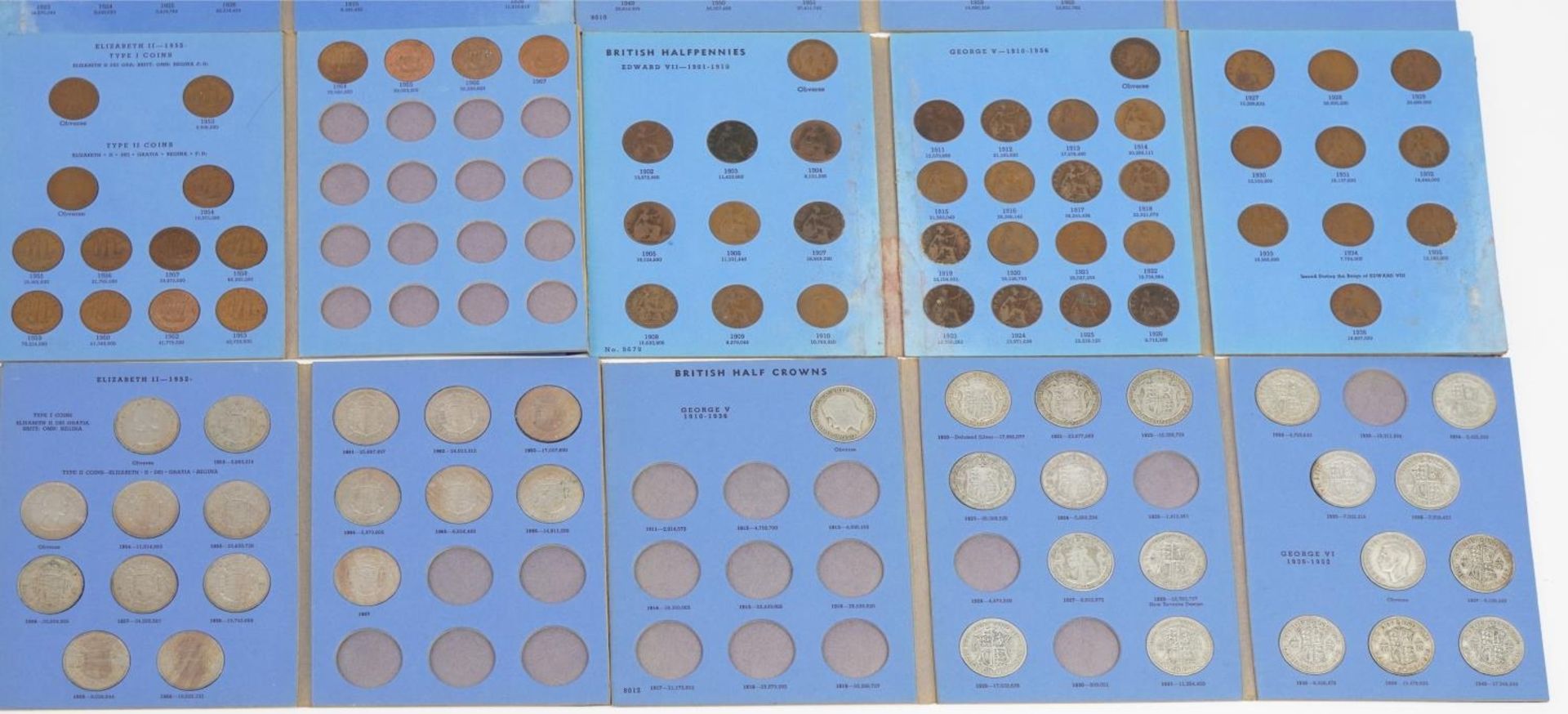 Twelve Great Britain coin albums with various coins, some pre 1947 including half crowns, shillings, - Image 5 of 5