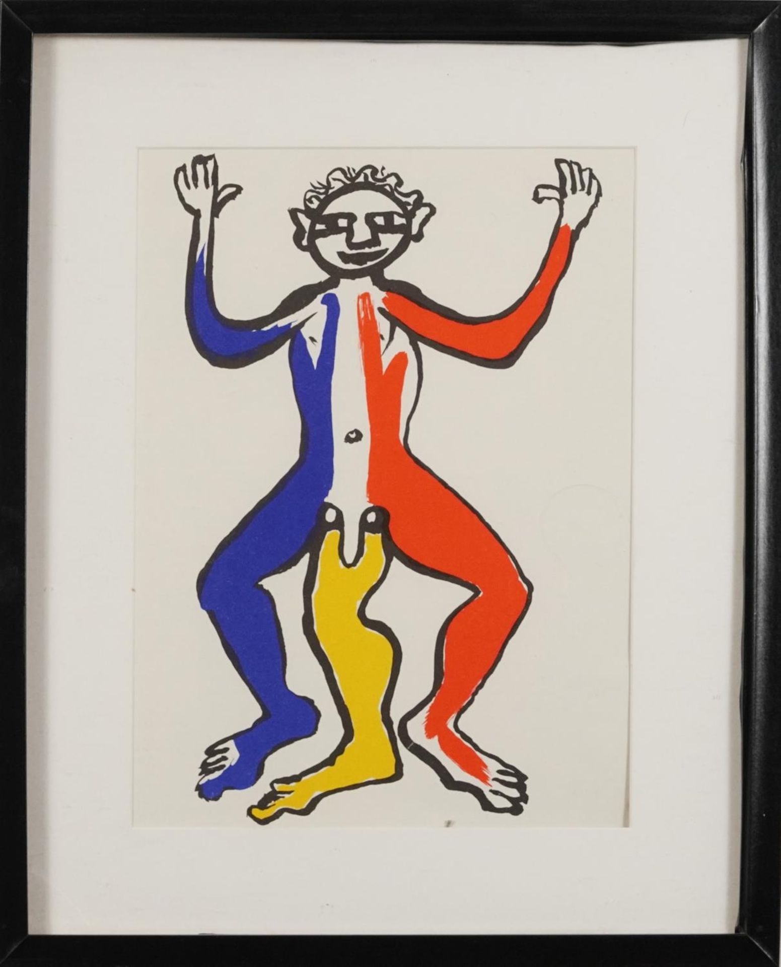 Alexander Calder - Three legged man, lithograph in colour, mounted, framed and glazed, 36.5cm x 26. - Image 2 of 3