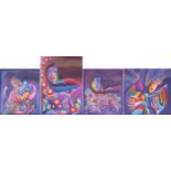 Lunzen - The Orchids, Magic Dreams, The Butterflies and Love Story, set of four pencil signed silk