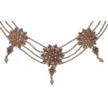 Antique Indian unmarked silver choker necklace, 37cm in length, 89.6g : For further information on