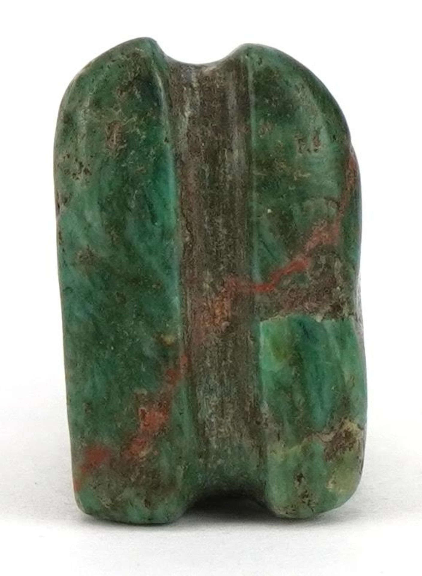 Tribal interest green hardstone figural pendant, probably Mayan or pre Columbian, 4.5cm high : For - Image 7 of 7