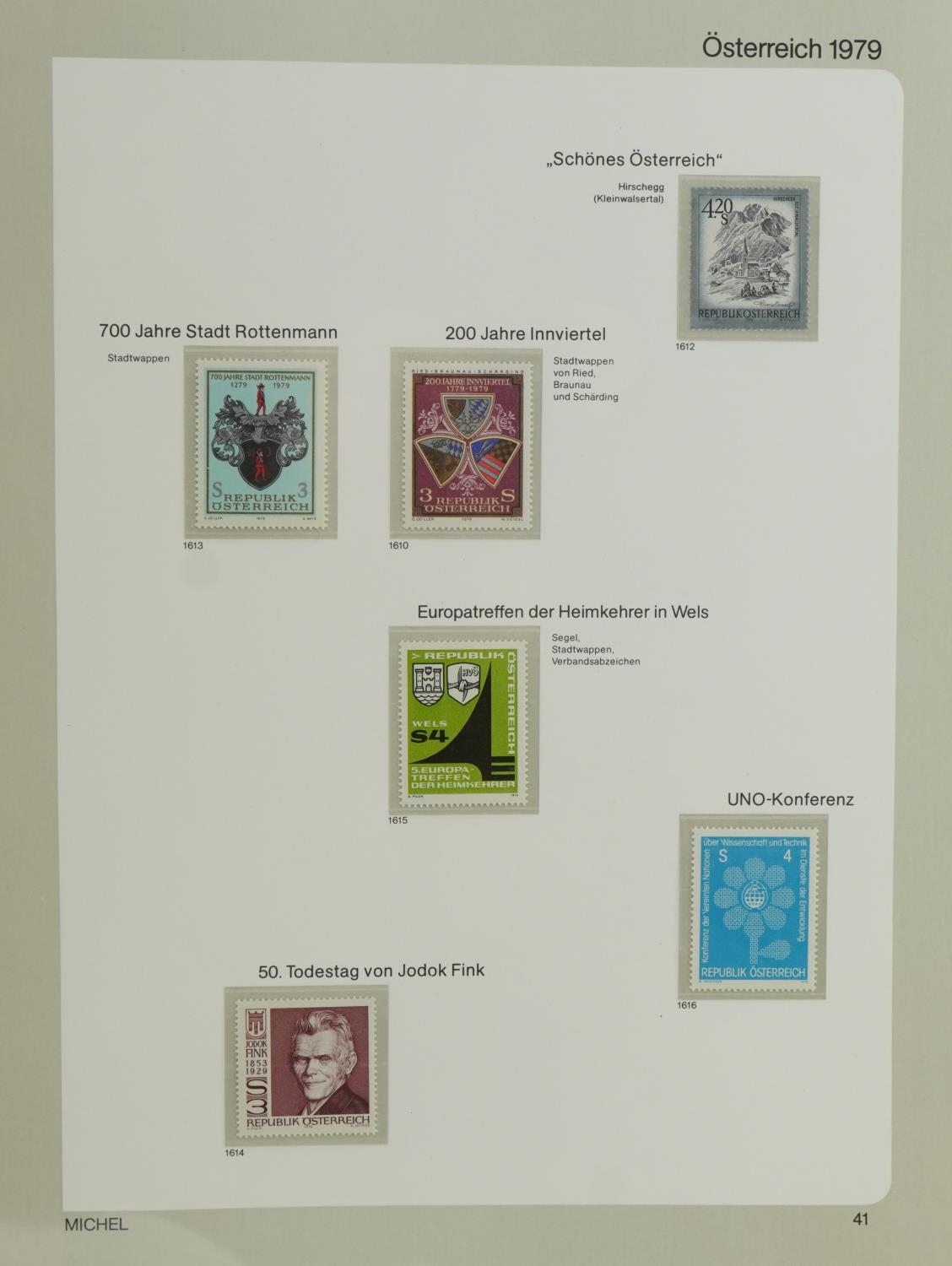 Collection of 20th century Austrian unmounted mint stamps arranged in an album : For further - Image 3 of 6