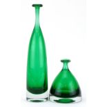 Two Scandinavian green glass vases, possibly Swedish, 33cm high : For further information on this