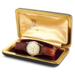 Lord Elgin, vintage gentlemen's 14k gold wristwatch with subsidiary dial housed in an Elgin box, the