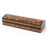 Moorish style dome topped casket with floral inlay, 5cm H x 23cm W x 7.5cm D : For further