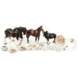 Collectable china including doll's house tea service and two Melba Ware shire horses : For further