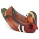 Feathers Gallery carved wood Mandarin duck decoy, lead edition 966/2000, 28.5cm in length : For