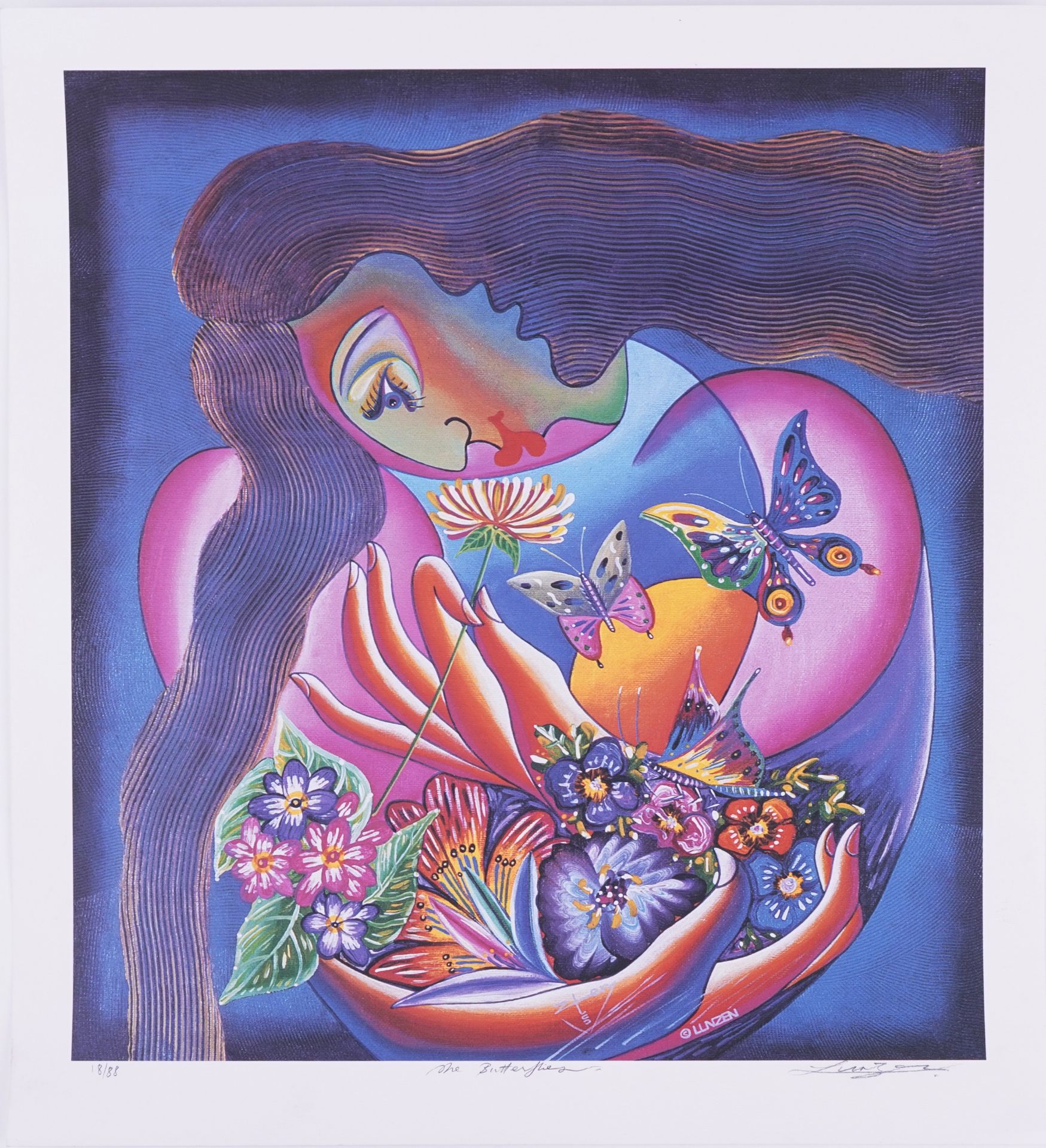 Lunzen - The Orchids, Magic Dreams, The Butterflies and Love Story, set of four pencil signed silk - Image 3 of 19