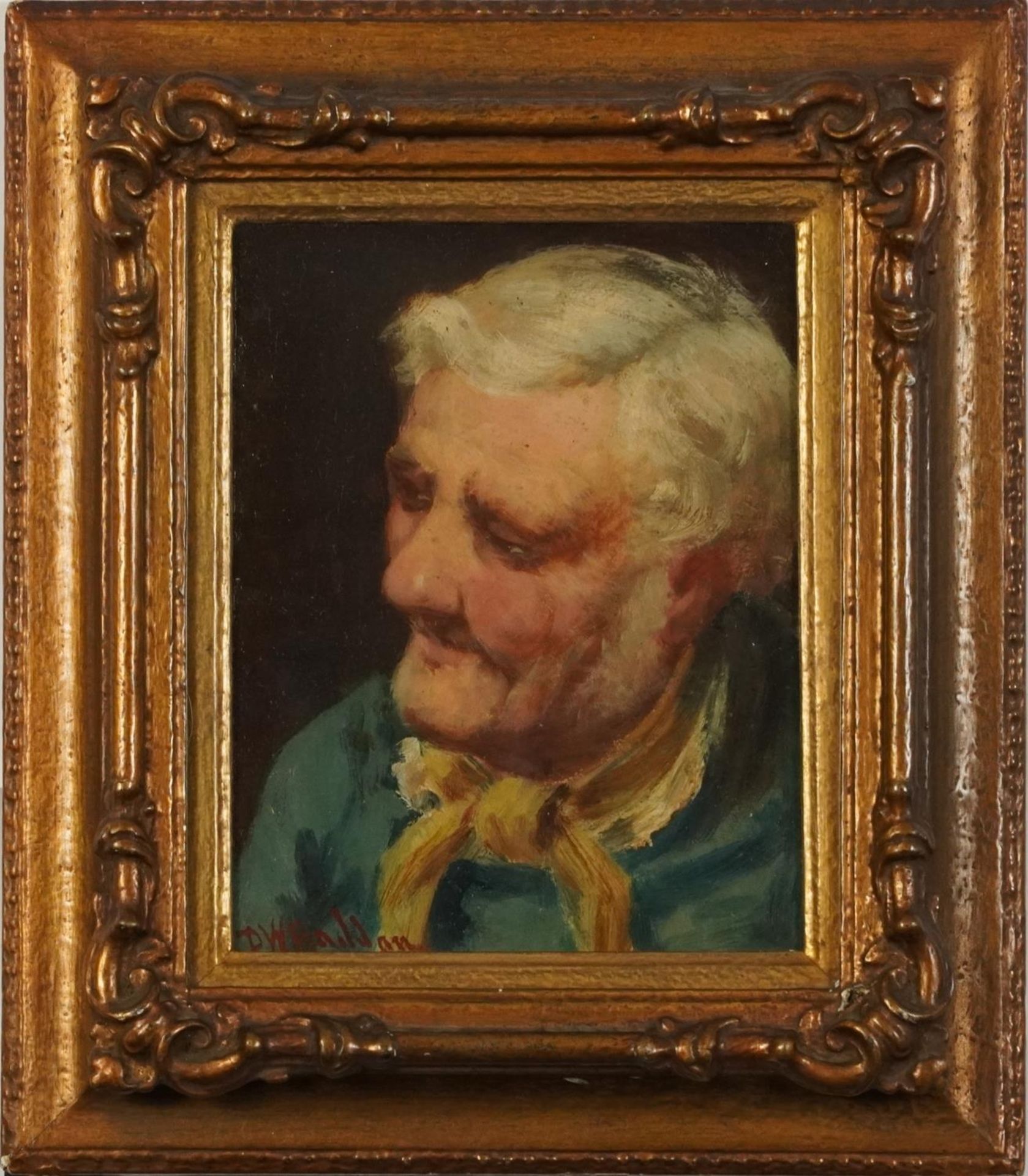 David W Haddon - Fisherfolk, Elderly lady and Gentleman, pair of Newlyn school oils, mounted, framed - Image 7 of 9