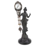 Art Nouveau style mystery clock in the form of a maiden, 33.5cm high : For further information on