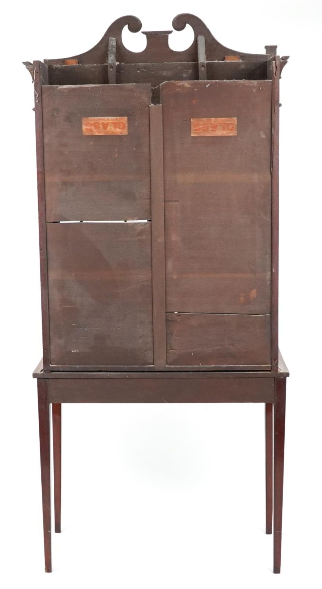 Edwardian inlaid mahogany bookcase on stand with astragal glazed doors on tapering legs, 189cm H x - Image 5 of 6