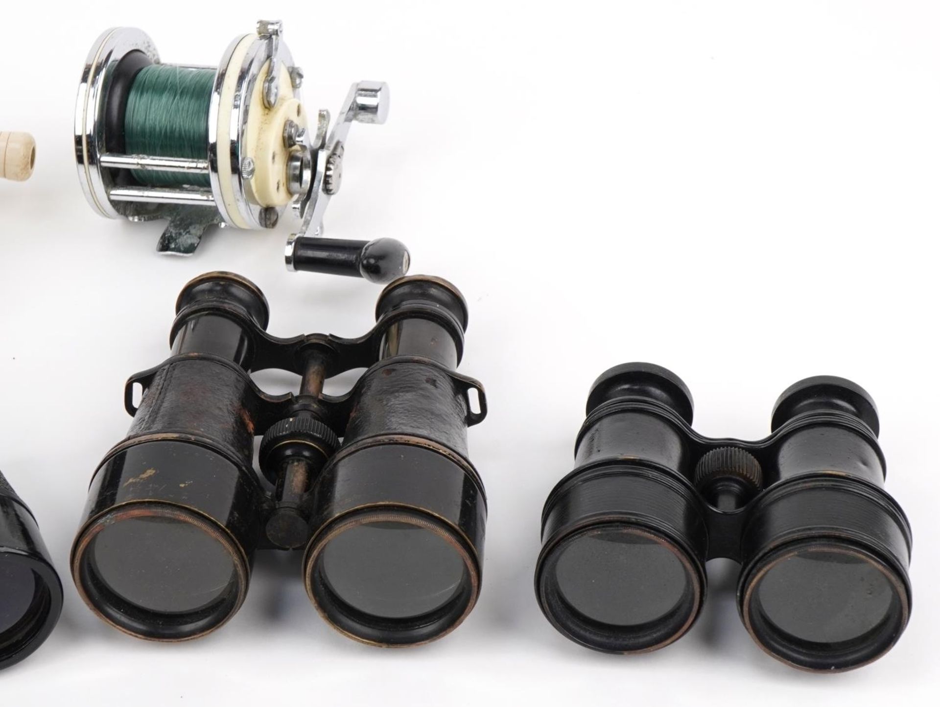 Four pairs of military interest binoculars and two vintage fishing reels, the binoculars including - Image 3 of 5
