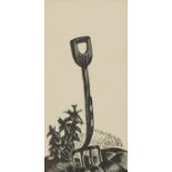 Clare Leighton - Garden Fork, woodcut/lithograph, various inscriptions verso including First