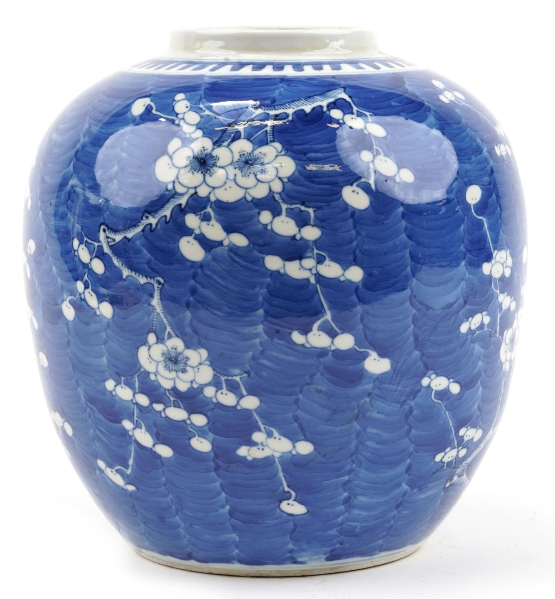 Unusually large Chinese blue and white porcelain ginger jar hand painted with prunus flowers, four - Image 4 of 7