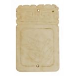 Chinese pale green jade tablet carved with flowers, 7cm x 4.5cm : For further information on this