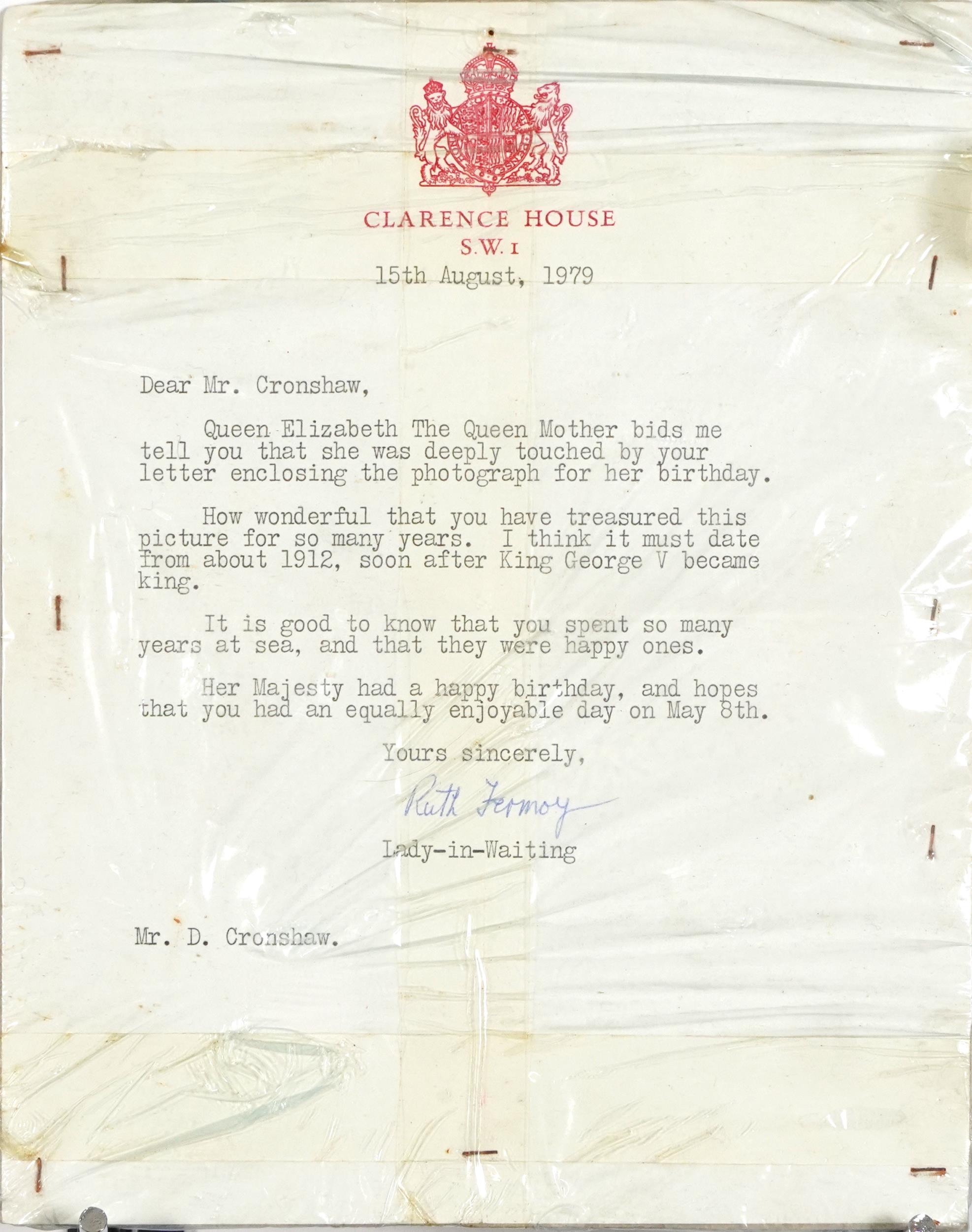 Royal interest letter from Queen Elizabeth The Queen Mother and signed by Ruth Fermoy, Lady in - Image 2 of 6