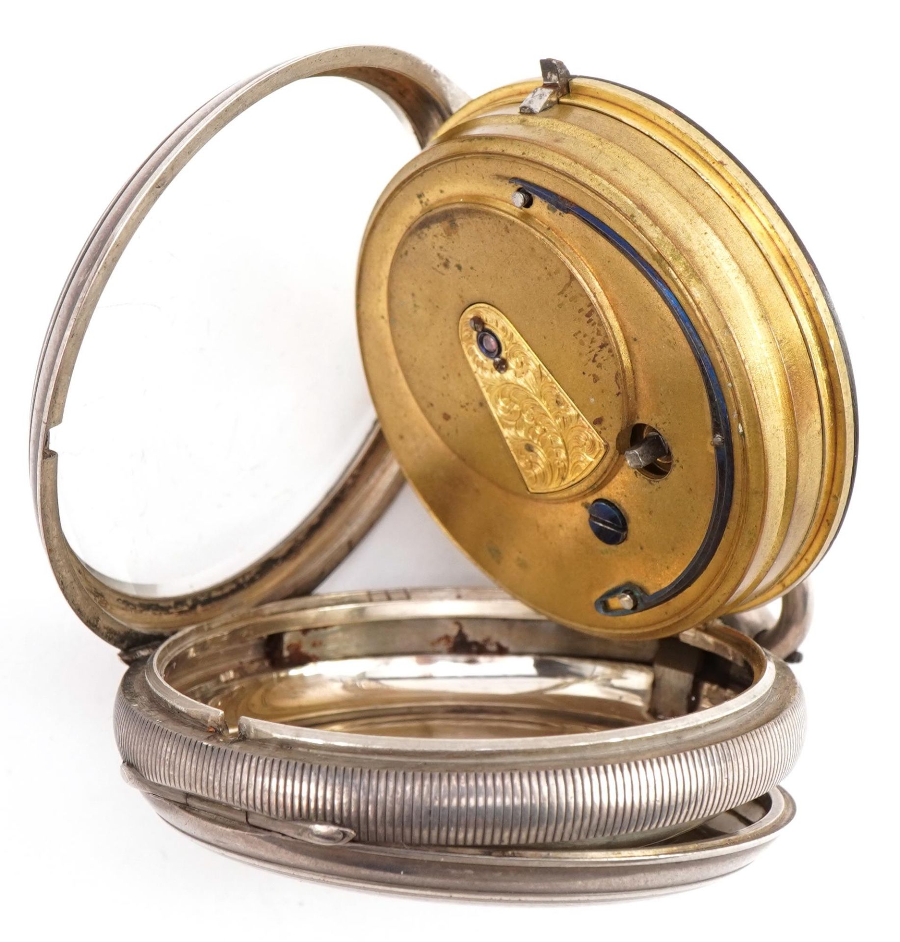 Improved Patent, Victorian gentlemen's silver open face pocket watch with enamelled dial, the case - Image 3 of 5